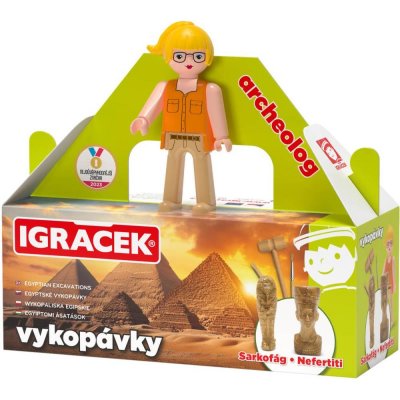 EFKO IGRÁČEK Archeoložka figurka egyptské vykopávky sarkofág a soška Nefertiti – Zboží Dáma