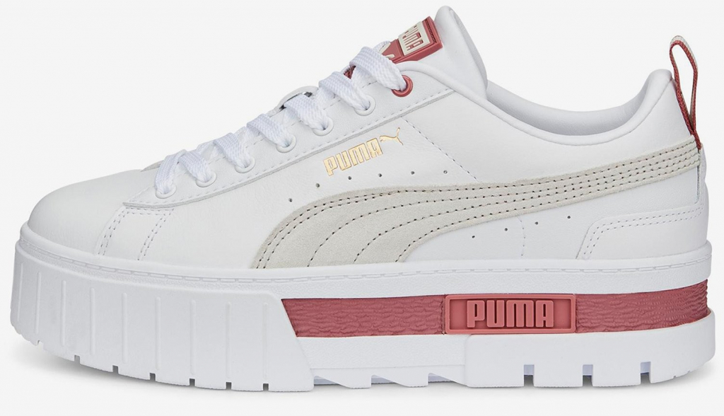 Puma dámské kožené tenisky na platformě Mayze Lth Wn s White-Vapor Gray-Hea bílé