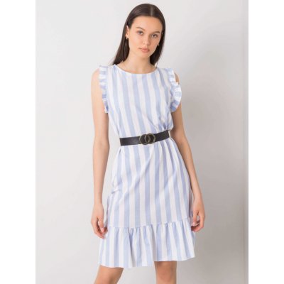 Italy Moda Modropruhované šaty dhj sk 11595.24p blue bílé – Zboží Mobilmania