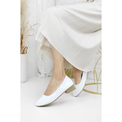 Cathay moda lakované baleríny 3710-10 bílé – Zboží Dáma