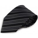 Černá mikrovláknová kravata s proužky bílá