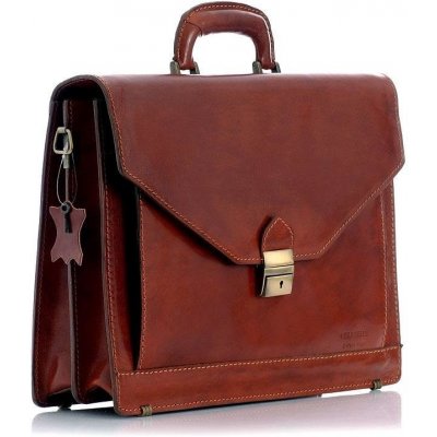 Mazzini business stylová pánská aktovka Marco z pravé kůže hnědá – Zboží Dáma