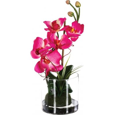 Atmosphera Růžová orchidej v skleněné váze, domácí dekorace, výška 37 cm