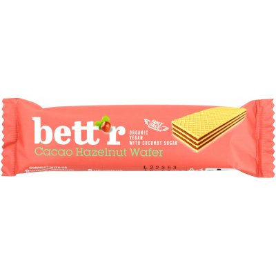 Bett'r Organic Cacao Hazelnut Wafer Kakao oříškový oplatek BIO 30 g – Zboží Dáma