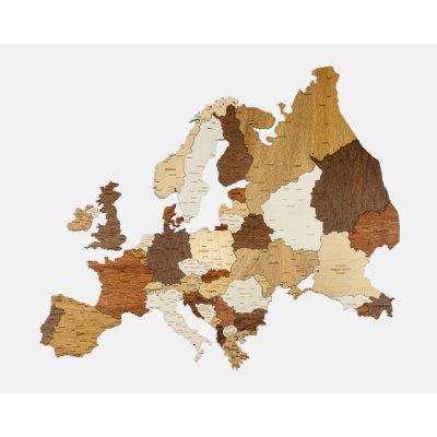 Dřevěná mapa Evropy puzzle Premium Bez vyrytých měst – Zboží Mobilmania