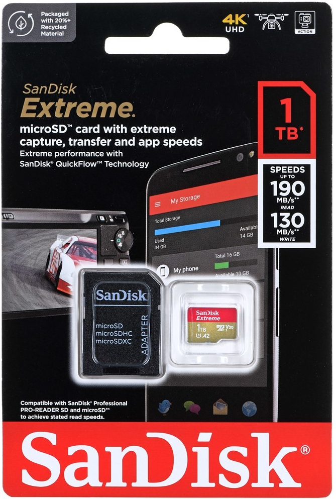 SanDisk Extreme PRO 1TB microSDXC 200R/140W + adaptér SDSQXCD-1T00-GN6MA