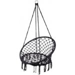 KIK KX7630 závěsné křeslo s třásněmi - černé – Zboží Mobilmania