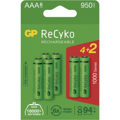 GP Batteries Nabíjecí baterie GP ReCyko 1000 AAA HR03 6 ks – Hledejceny.cz