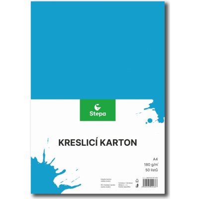 karton kreslící A4 180 g barevný 50 listů modrý – Zboží Dáma