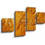 Obraz 4D čtyřdílný - 100 x 60 cm - Ancient Egypt hieroglyphics with pharaoh and ankh Starověké egyptské hieroglyfy s faraonem a ankh – Hledejceny.cz