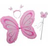 Karnevalový kostým Křídla čelenka a hůlka s motýlky růžová