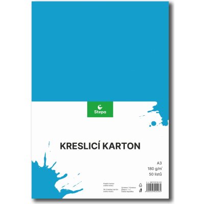 Karton barevný kreslicí A3 (420 x 297 mm), 50 listů/180g světle modrý – Zboží Dáma
