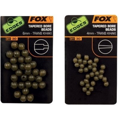 Fox Gumové korálky Tapered Bore Beads Trans Khaki 4mm