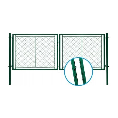 Dvoukřídlá brána, pletivo, zelená, rozměry 3605x1450 mm, Zn+PVC – Zboží Mobilmania