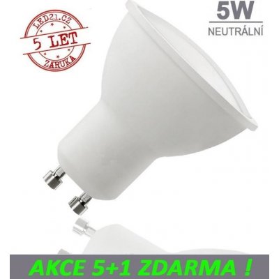 LED21 LED žárovka 5W GU10 320lm Neutrální bílá, 5+1