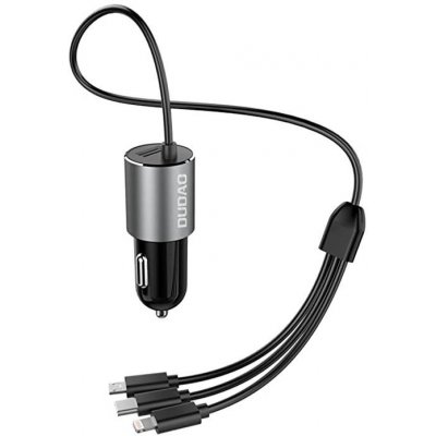 Dudao Nabíječka do auta R5pro 1x USB, 3,4A + Kabel 3v1 USB-C / Micro USB / Lightning (šedá) R5PRON – Zbozi.Blesk.cz