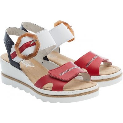 Rieker 67476 Dámské letní sandály na klínu se sponou červená – Zboží Mobilmania