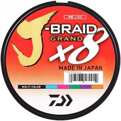Daiwa pletená šňůra J-Braid Grand X8 Multi-Color 150 m 0,18 mm