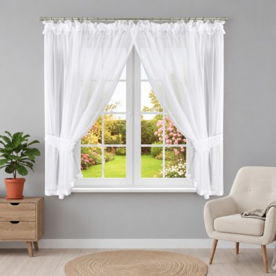 Dekorační krátká záclona s řasící páskou SANDRA bílá 400x155 cm MyBestHome – Hledejceny.cz