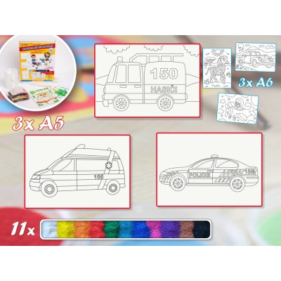 Radost v písku Základní sada ZÁCHRANÁŘI Barevné pískování obrázků – Zbozi.Blesk.cz