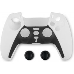 Spartan Gear Controller Silicon Skin Cover and Thumb Grips - Black/White PS5