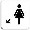 Piktogram Accept Piktogram "WC ženy vlevo dolů" (80 × 80 mm) (bílá tabulka - černý tisk bez rámečku)