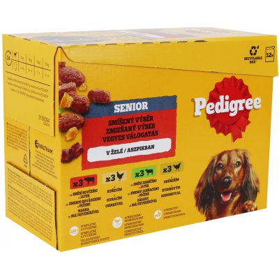 Pedigree Senior Výběr v želé 4 druhy 12 x 100 g – Hledejceny.cz