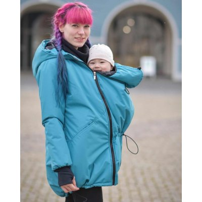 Zimní těhotenská a nosicí bunda kabát Freya tyrkysová