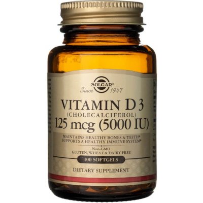 Solgar Vitamin D3 125 mcg (5000 IU) 100 kapslí – Hledejceny.cz