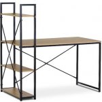 Autronic GD-520 OAK Stůl psací s regálem, MDF, dekor dub, černý kov