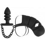 Black Velvets Cock Cage with Butt Plug – Zboží Dáma