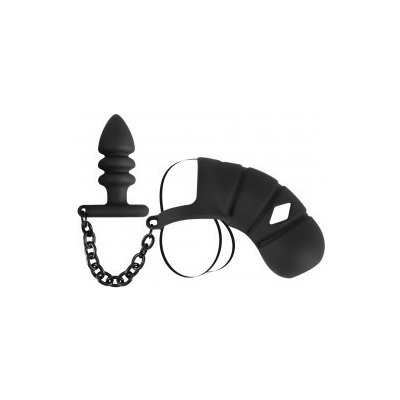 Black Velvets Cock Cage with Butt Plug – Zboží Dáma