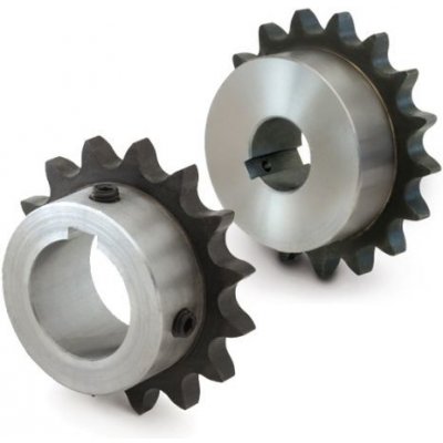 Řetězové kolo 16B-1-16-NKZ/D45 (1” × 17,02 mm) - 16 zubů, s nábojem, kalené zuby, 2 šrouby, díra 45H7, drážka (ocel) | Zboží Auto