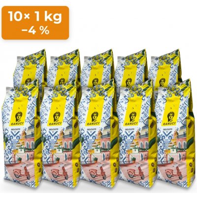 GANUCI Delicato 80% Arabica zrnková 10 x 1 kg – Hledejceny.cz