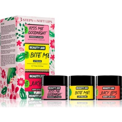 Beauty Jar 3 Steps to SOFT Lips noční maska na rty 15 ml + hydratační peeling na rty 15 ml + vyživující balzám na rty 15 ml – Zboží Mobilmania