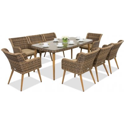 Garden Point polyratanový zahradní nábytek Córdoba 8 hnědý – Zboží Dáma