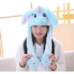 peckahracky Jednorožec svítící plyšová čepice s pohyblivýma ušima : modrá – Zboží Mobilmania