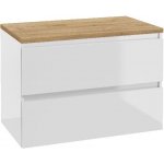 kielle Skříňka včetně desky pod umyvadlo 80x55x46 cm, lesklá bílá/zlatý dub - 50027S840 – Zboží Dáma