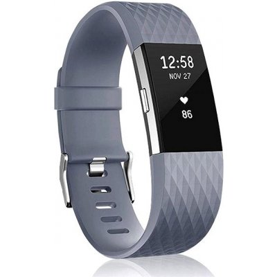 BStrap Silicone Diamond pro Fitbit Charge 2 dark gray, velikost L STRFB0339 – Hledejceny.cz