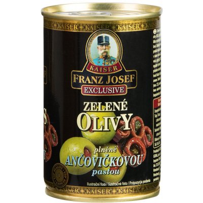 Kaiser Franz Josef Exclusive Zelené olivy plněné ančovičkovou pastou 300g – Zboží Dáma
