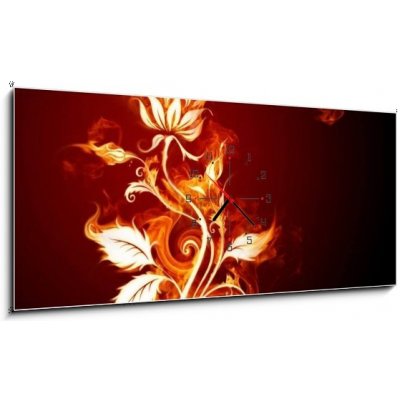 Obraz s hodinami 1D panorama - 120 x 50 cm - Fire rose Oheň vzrostl – Zboží Mobilmania