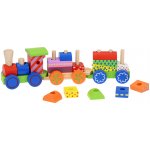 Toys Baby vláček 33cm mašinka + 2 vagonky navlékací s kostkami pro miminko – Zboží Mobilmania