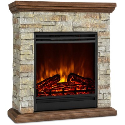 Klarstein Etna elektrický krb 1800 W, týdenní časovač, dálkové ovládání, šedý/hnědý Hnědá – Zboží Dáma