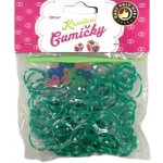 Loom Bands pletací gumičky pruhované zelenobílé 200ks + háček