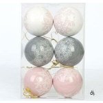 DECOLED Sada vánočních ozdob koule 8 cm, vločky 3 barvy, plast, balení 6 ks – Hledejceny.cz