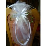 Mašle svatební s lístky - bílá / smetanová organza – Zboží Dáma