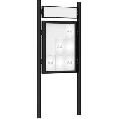 PROCITY Venkovní vitrína model 1000 9 x A4, černá, včetně sloupků a záhlaví | Zboží Auto