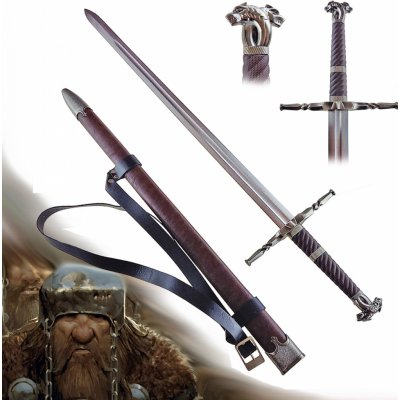AF Funkční Zaklínačský/Witcher meč z damaškové oceli STEEL OF MAHAKAM s pevnou pochvou a popruhem! – Sleviste.cz