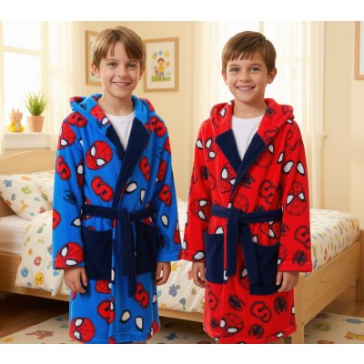 Sun City Chlapecký župan Spiderman s kapucou coral fleece červená – Hledejceny.cz
