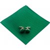 Kravata Zeleno černý Set kravata kapesník a manžetové knoflíčky Stripe